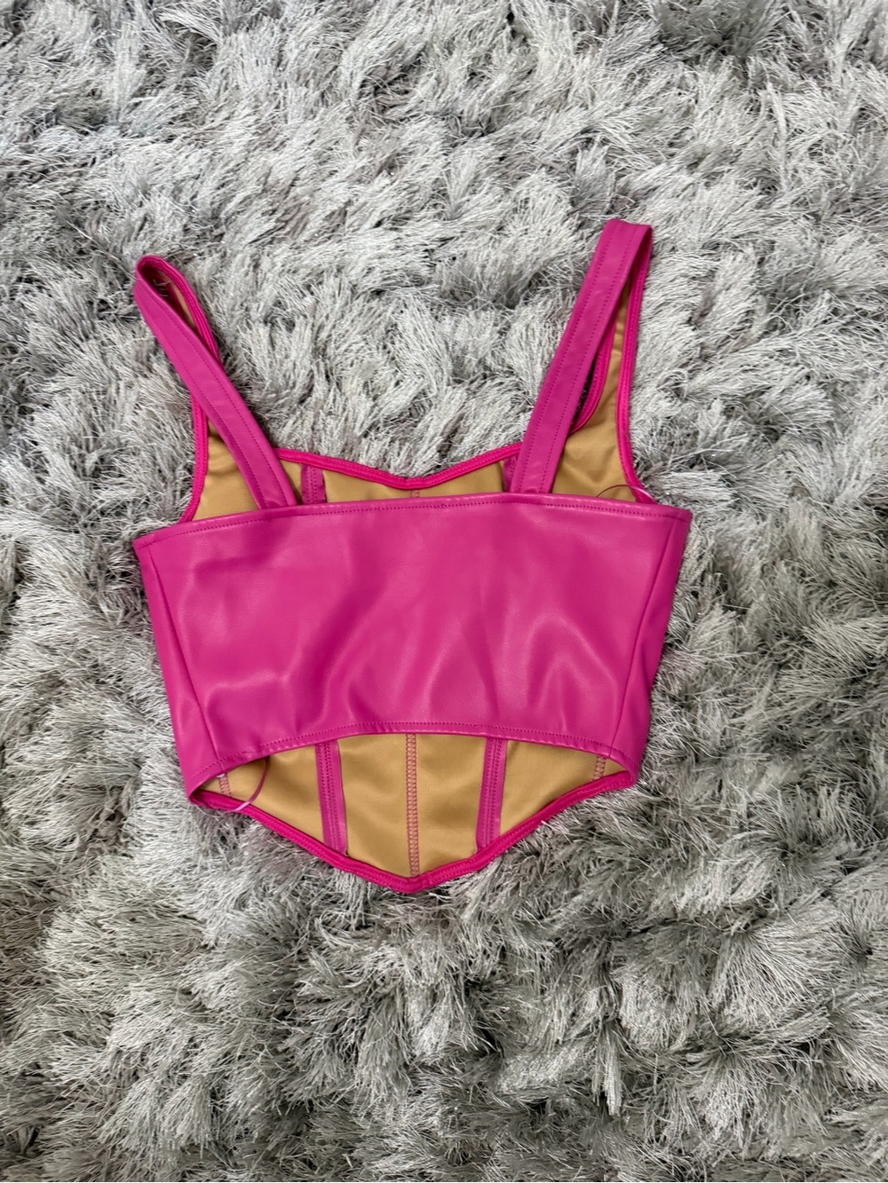 Sincerely Jules Hot Pink Faux-Leather Corset Tank - Picture 2 of 4